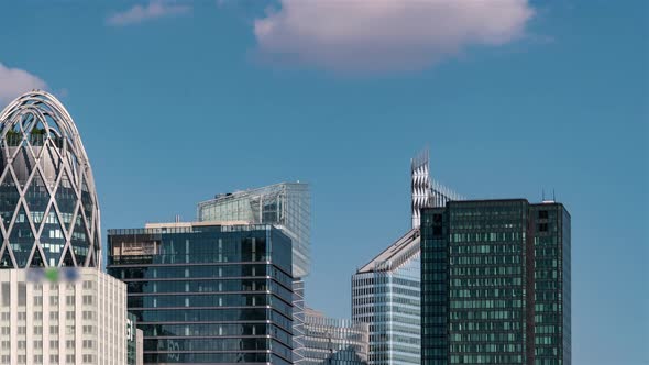 Paris La Defense, France, Timelapse - The Skyscrappers of the financial district called la Defense alt