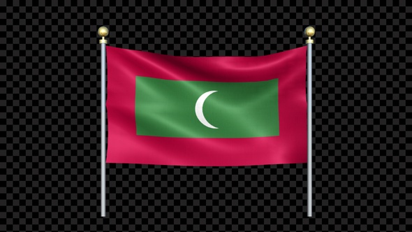 Maldives Flag Waving In Double Pole Looped alt