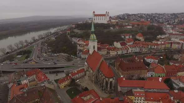 Aerial view of Bratislava Old Town alt
