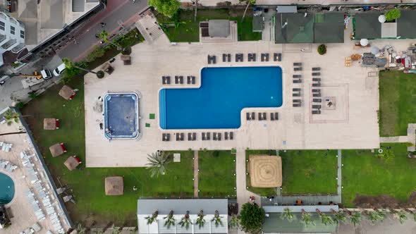 Beach Pool Bar aerial view 4k alt