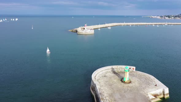 Aerial View of Sailing Boats, Ships and Yachts in Dun Laoghaire Marina Harbour, Ireland