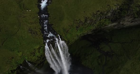 Aerial Waterfall In Iceland