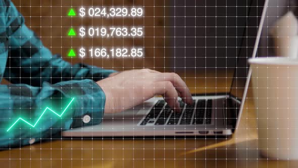 Graphic Animation Motion Design Project Manager Working on Computer Analyzing Statistics on Screen alt