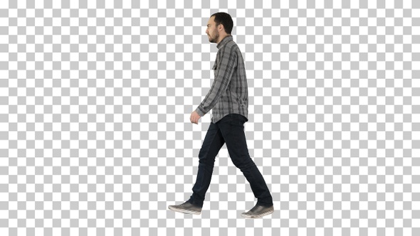 Young Casual Man Walking, Alpha Channel alt