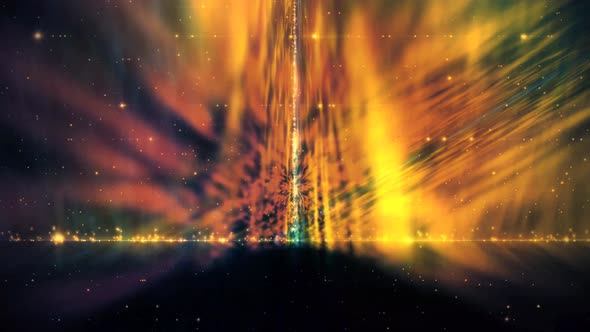 Colorful Clouds Sparkling Pillar Space Moving Background