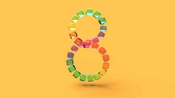 8 Number Cubes and Spheres Glass Able to Loop Seamless alt