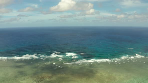 Seascape, Blue Sea, Sky with Clouds and Islands alt