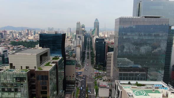 Korea Seoul Gangnam Crossroad City Building Road Traffic