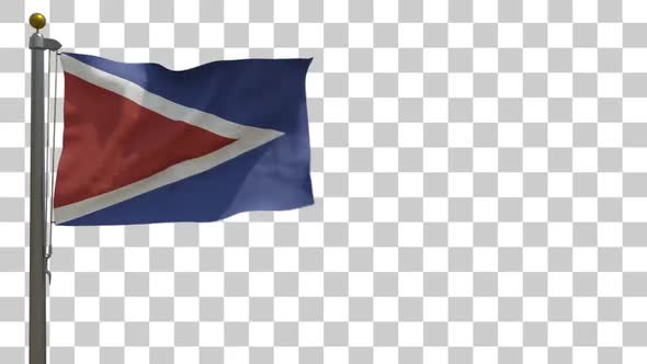 Cabo Rojo City Flag (Puerto Rico) on Flagpole with Alpha Channel - 4K alt