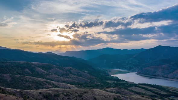 Summer Mountain Landscape With The Shining Sun