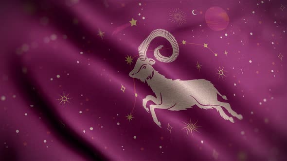 Aries Zodiac Horoscope Video Flag Textured Background Close Up HD