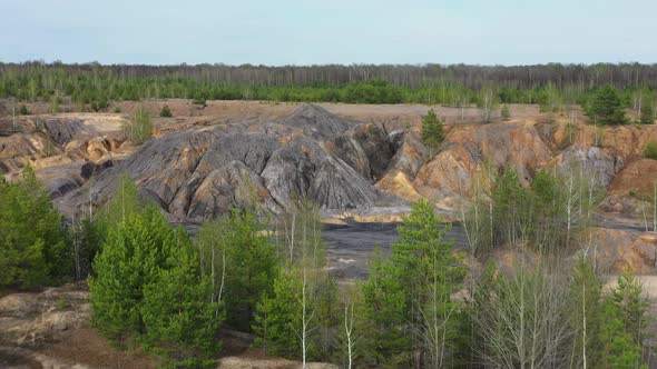Aerial view of abandoned quarry.