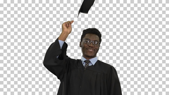 Excited african american male student, Alpha Channel alt