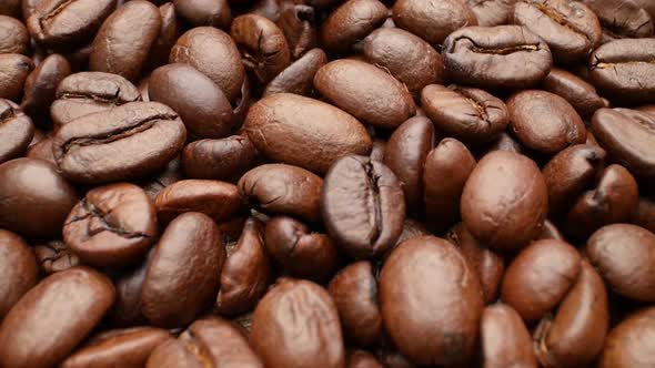 Close-up Smooth Moving Roasted Coffee Beans alt