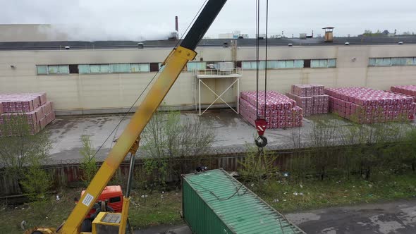 Auto Road Crane Unloading a Container From a Truck alt