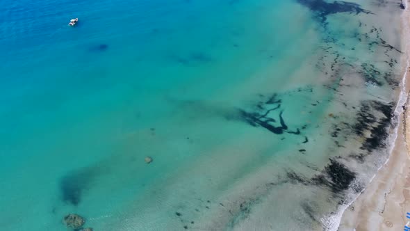 Aerial View of Beautiful Bay with Crystal Clear Water in Mediterranean Sea, Cyprus, Coral Bay alt