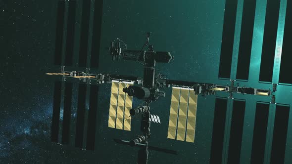 International Space Station Approaches and Flies Away alt