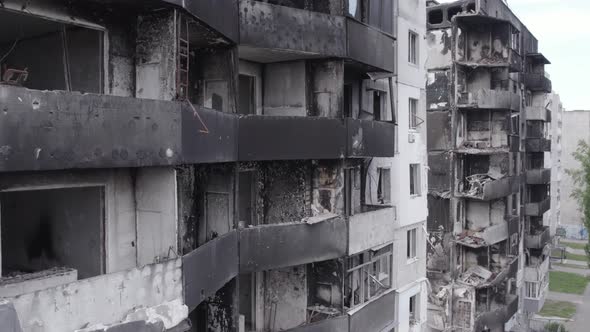 Borodyanka Ukraine  a Destroyed Building During the War Bucha District alt