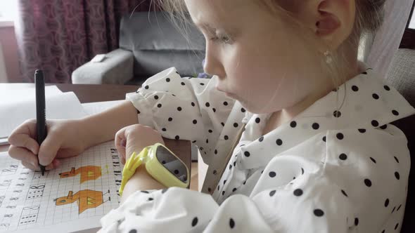 First Grader Doing Homework