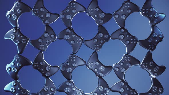 Black Console Controller Rotating 3d Animation On A Dark Blue Background alt