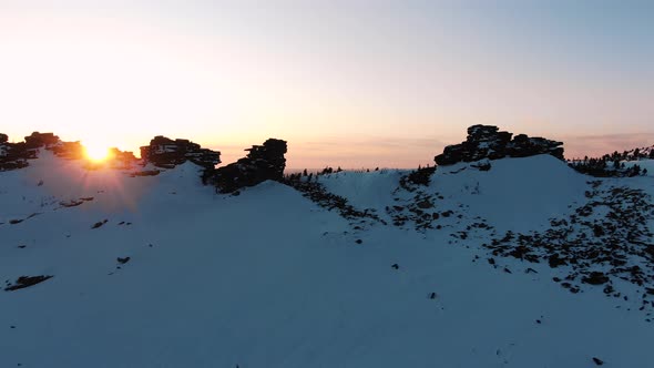 Mountains with White Snow on Slopes at Famous Ski Resort alt