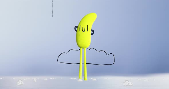 Creative Minimal 3d art. Animated stylish funny character