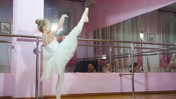 Ballet. Cute ballerina dancing in the studio. Beautiful young dancer. A ballerina is posing. alt