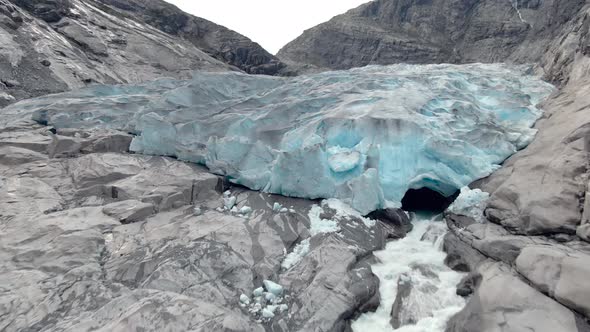 Aerial view of Nigardsbreen (arm of Jostedalsbreen glacier) in Norway alt