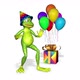Frog Dancing Gift Colorful Balloons Looped White Background - VideoHive Item for Sale