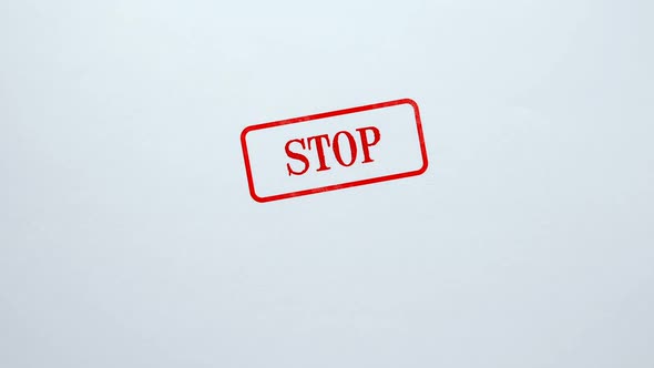 Stop Seal Stamped on Blank Paper Background, Prohibition, Access Denied, Concept alt