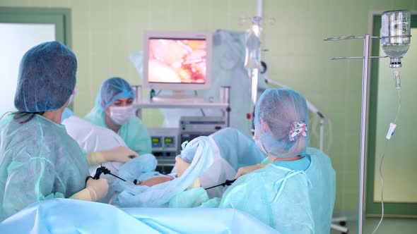 Surgeon Woman Performs Surgery on Patient