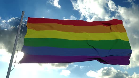 Gay Pride Flag Video Waving in Wind alt
