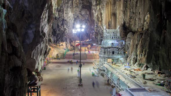 Inside the Batu Caves Temple in Kuala Lumpur, Malaysia Timelapse alt