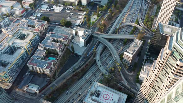 City famous traffic round road junction aerial top view.  alt