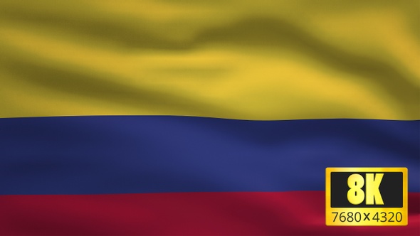 8K Colombia Windy Flag Background alt