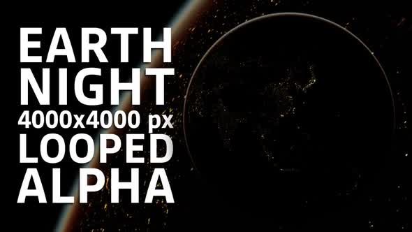 Earth Looped with alpha channel 4000x4000px Night