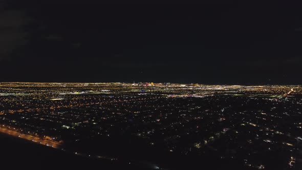Las Vegas Cityscape at Night, Nevada, USA, Aerial View alt