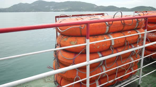 Lifebuoy on Ferry Sea Travel