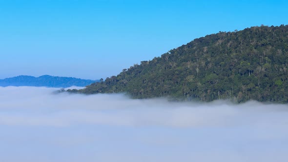Time-lapse of fog in the morning with mountain at Khao Kho, Phetchabun, Thailand