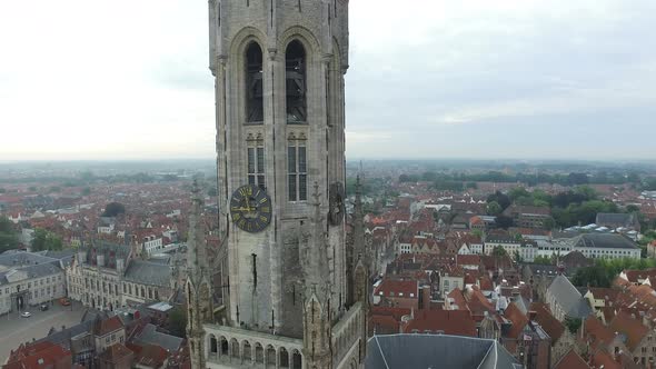 Aerial view of the Belfry of Bruges