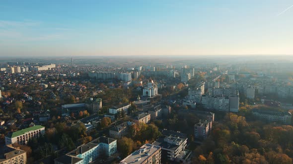 Autumn City Of Rivne Ukraine, Intercession Cathedral. Aerial Shot