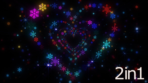 4k Christmas Heart Snowflakes Background