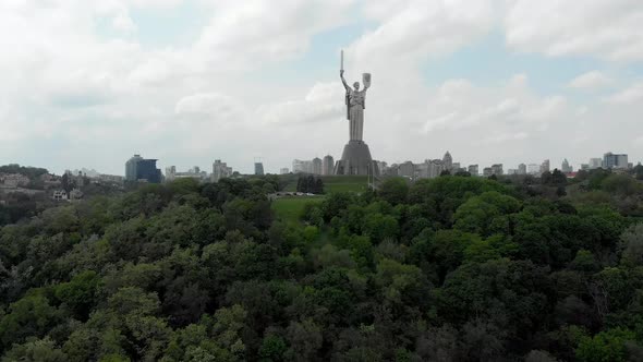 The Motherland monument Rodina mati (Batkivschyna-maty) aerial view