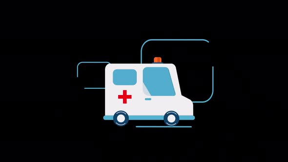 4K Transparent Ambulance Animation