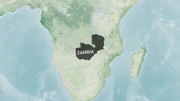 Globe Map of Zambia with a label