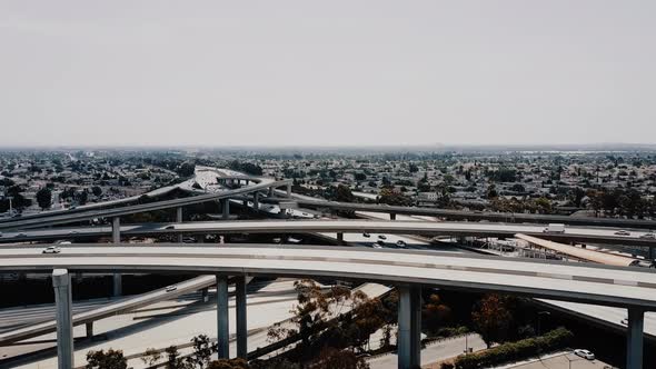 Large Highway Junction in Los Angeles with Cars Going Through alt