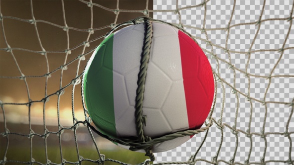 Soccer Ball Scoring Goal Night Frontal - Italy