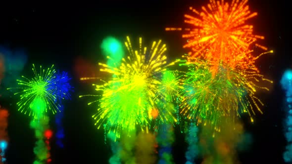 Orbiting Colorful Fireworks Seamless Loop alt