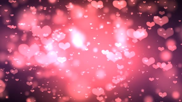 Red Glowing Hearts Motion Background