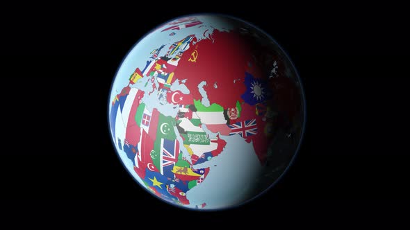 World Globe and Flags 4K Looped